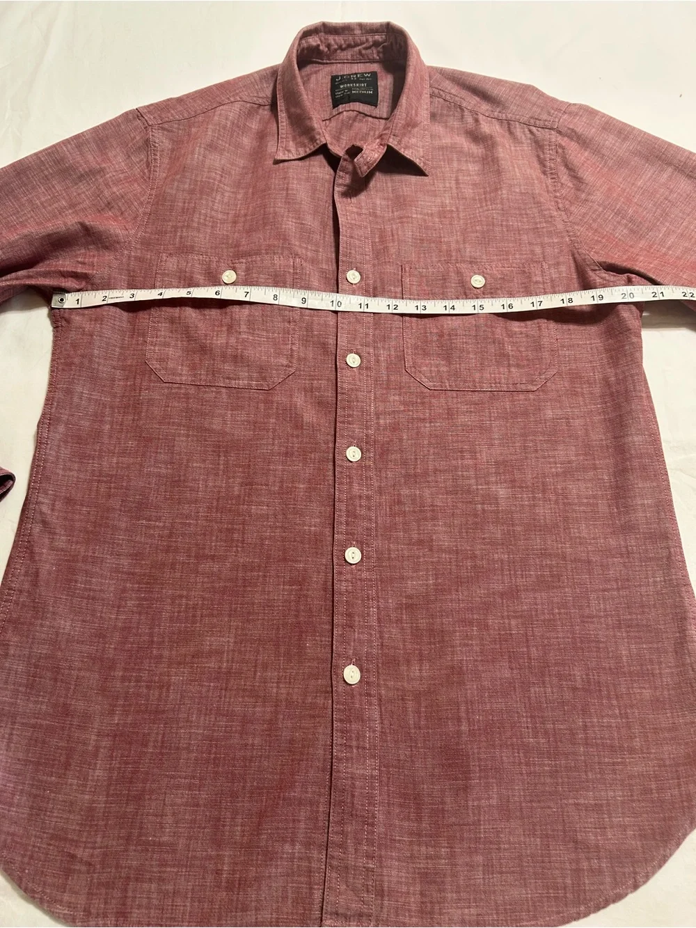 J.Crew Men’s Workshirt Medium Burgundy Chambray Button Down Preppy Workwear